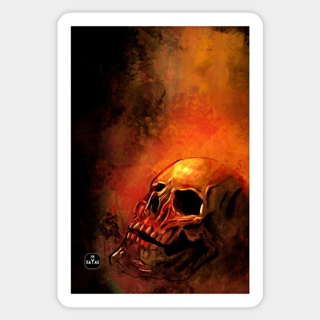 skull on fire Sticker by MrZayas.ART